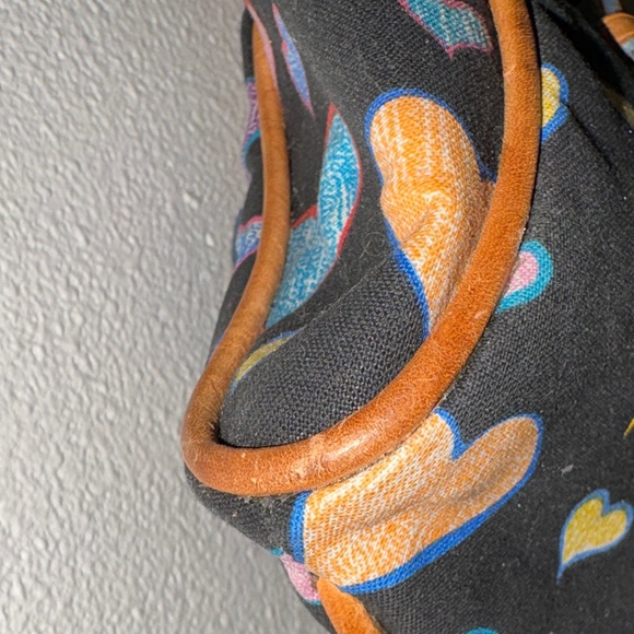 Dooney & Bourke Black Heart Y2K Pattern Shoulder Bag with Tan Straps - Picture 3 of 16